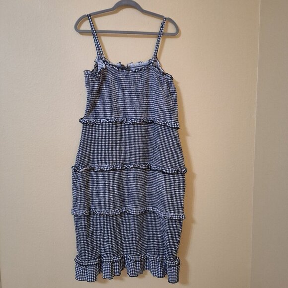 Fully Smocked Dress Ruffled Gingham Tiered Dress 3XL/3X Cottage Beach Coquett - Picture 5 of 11